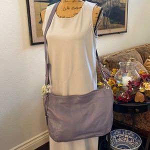 Furla vintage dusty purple Italian pebble leather hobo bag